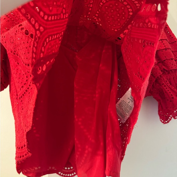 FARM Rio Red Eyelet Pineapple-Pattern Blouse - Picture 4 of 5